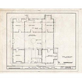 Historic Pictoric : Blueprint HABS FLA,53-AUB,1- (Sheet 2 of 8) - Dr. John Patterson House, Northeast Ariana Estates, Auburndale, Polk County, FL 24in x 18in