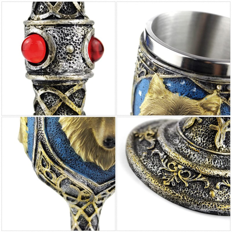 EZESO Stainless Steel Wolf Goblet, EZESO Resin 3D Wine Chalice