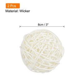 MECCANIXITY 2 Pcs Wicker Rattan Balls 3 Inch Rattan Decorative Balls Vase Fillers for Wedding Party Centerpiece Bowls Home Decoration White