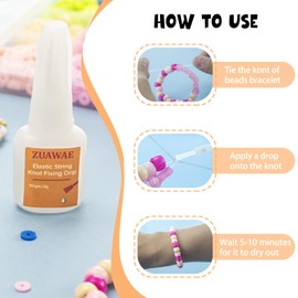 Jewelry Glue for Elastic String - Clear Craft Glue, Bracelet Glue Bracelet Supplies for Rhinestones Crafts, Clay Beads, Fabric, Jewelry Making Kit