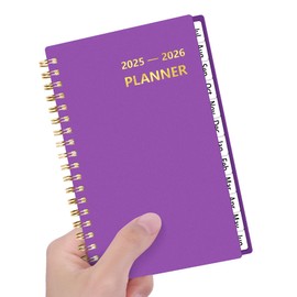 HAUTOCO 2025-2026 Pocket Calendar Weekly & Monthly Planner (July 2025-June 2026) for Purse 4.3 x 6.7'', Spiral Bound Small Planner Pocket Size Daily Agenda Book with Tab, Pouch, PP Cover, Deep Purple