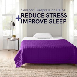 YnM Cotton King Size Weighted Blanket for Adults (88x104 Inches, 15 Pounds, Fuchsia Purple), Smallest Compartments with Cooling Glass Beads,Heavy Blanket for Couple of 70~140lbs on Queen or King Bed