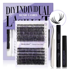 Individual Lashes Kit D Curl Clusters Lashes Kit 0.07mm 30D+40D 12-16mm Mix DIY Lash Extensions Kit Soft and Wispy Cluster Eyelash Extensions Set(30D+40D-D-Individual Lash Kit)