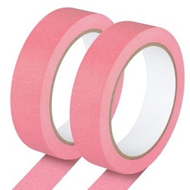 2 Pack Pink Painters Tape - Pink Masking Tape 1 Inch Wide - Multi-Surface, Smart Adhesion, Indoor & Outdoor - Paint Tape for DIY, Labeling, Art, Car, General Purpose - 180FT Total