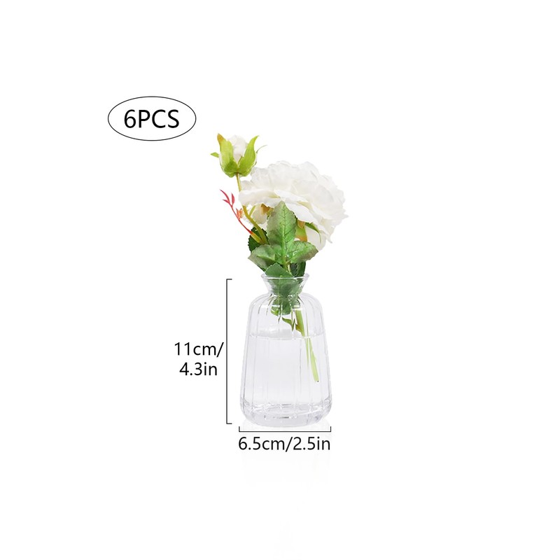Pack of 6 Small Vases for Table Decoration (11 x