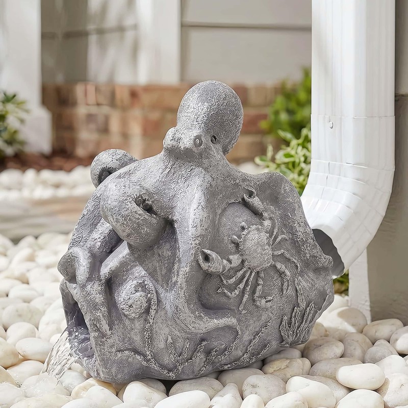 Euiroet Funny Octopus Sculpture Gutter Downspout Extender,Garden Statue Ornament,Decor Downspout