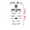 Open Hours Stickers for Pastry Shop Windows - Business Vinyl