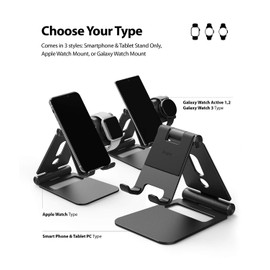 Ringke Super Folding Stand, 2 in 1 Portable Smartphone & Smartwatch Stand Compatible with Galaxy Watch 4 / Watch 4 Classic, Galaxy Watch 3, Galaxy Watch Active 1/2