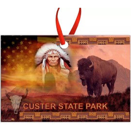 BMSBIZ Custer State Park Native Art Christmas & Holiday Ornament TRAVEL POSTER ART