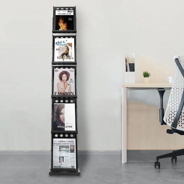 Unbranded Foldable Magazine Floor Stands Multi Layers Brochure Newspaper Display