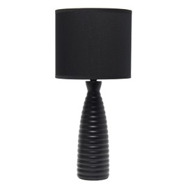 Simple Designs LT2076-BLK Alsace Ceramic Ribbed Bottle Table Lamp, Black