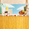 Juexica Luau Grass Table Skirt Yellow Hawaiian Faux Hibiscus Flowers