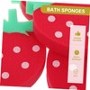 KOMBIUDA 4 Pcs Cute Strawberry Shaped Bath Sponges Fun Bath