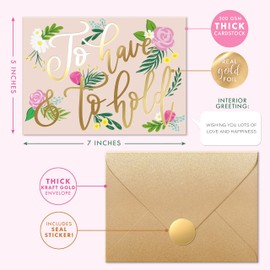 Sweetzer & Orange Wedding Greeting Card – Gold Foil Detailing Thick Stock Luxury Card – Modern Wedding with Gold Kraft Envelope & Sticker – Perfect for Weddings & Engagements