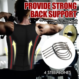 MISS MOLY Sauna Waist Trainer Vest for Men Neoprene Sauna Suit Corset Body Shaper with Double Belts Tank Top,Black 2XL