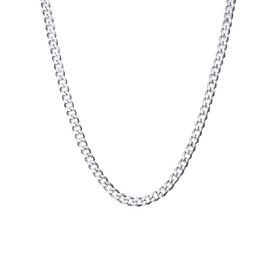 XUEBAIFU Women's 925 Silver Curb Chain Necklace 4 mm Width 40/45/50/55/60/65/70/75 cm Length, Sterling Silver, No Gemstone