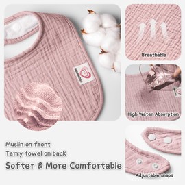 Bearmoss Muslin Baby Bibs 8 Pack 100% Cotton Baby Bandana Drool Bibs for Unisex Baby Girls Boys Toddlers Drooling and Teethings (Summer Berry)