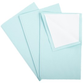 CATIFLIN 3pcs Multi-Layer Jewelry Cleaning Cloth, Large Polishing Cloth, 100% Cotton Jewelry Cleaning Cloth for Gold, Silver and Platinum Jewelry (Sea Blue, 10"X12")