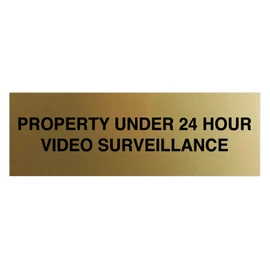 Signs ByLITA Basic Property 24 Hour Video Under Surveillance Sign (Brushed Gold) - Large