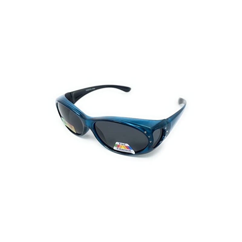 MyUV Womens Polarized Fit Over Glasses Sunglasses Rhinestone Rectangular Frame