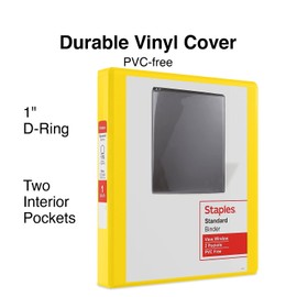 Staples Standard 1 3-Ring View Binder, Yellow