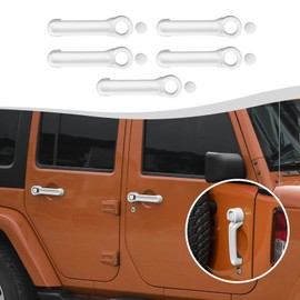 SQQP Door Handle Cover & Tailgate Handle Cover Inserts, 5Pcs Exterior Door Handle Accessories Compatible with 2007-2018 Jeep Wrangler JKU 4-Door(White)