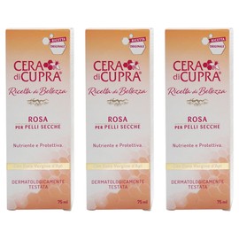 CERA DI CUPRA "Rosa per Pelli Secche Cream for Dry Skin, Anti-age Formula - 2.5 Fluid Ounces (75ml) Tubes (Pack of 3) [ Italian Import ]