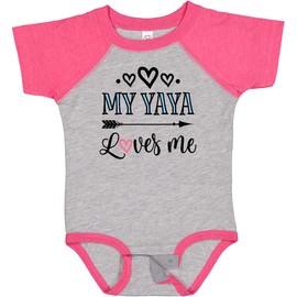 inktastic My Yaya Loves Me Grandchild Baby Bodysuit 6 Months Baseball Heather and Hot Pink 31f1e