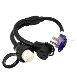 Parkworld 63821 RV 50 AMP Splitter Adapter NEMA 14-50P to SS2-50R for RV Shore Power & 14-50R for EV Charger, 240 Volt (3FT)