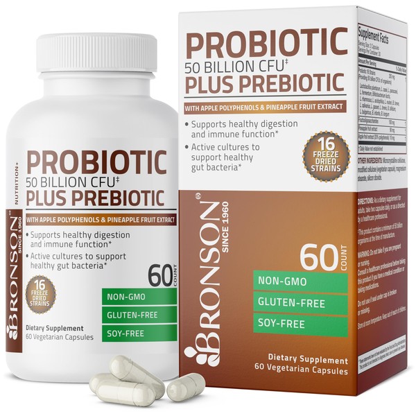 Bronson Probiotic 50 Billion CFU + Prebiotic with Apple Polyphenols