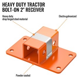 Universal Bolt on Receiver Hitch for Tractor Bucket with 2" Receiver for Compact Tractor, Heavy Duty Tractor Bucket Attachment, Class 3 Max Tow Capacity 6,000 lbs for John Deere, RV, UTV, Truck