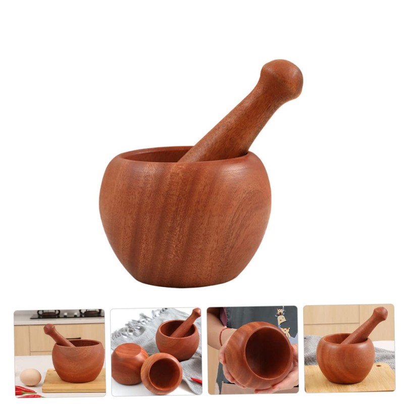 iplusmile 1 Set Wooden Garlic Masher Handheld Pestle for Grinding