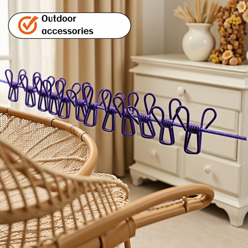 Portable Clothesline with 12 Clips - Extends 12ft, Heavy Duty
