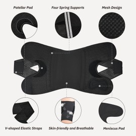 Knee Brace with Side Stabilizers for Knee Pain, Adjustable Knee Support for Meniscus Tear ACL MCL Arthritis Injury Recovery, Breathable Knee Wrap for Men & Women, Workout, Sports (Black, Large)
