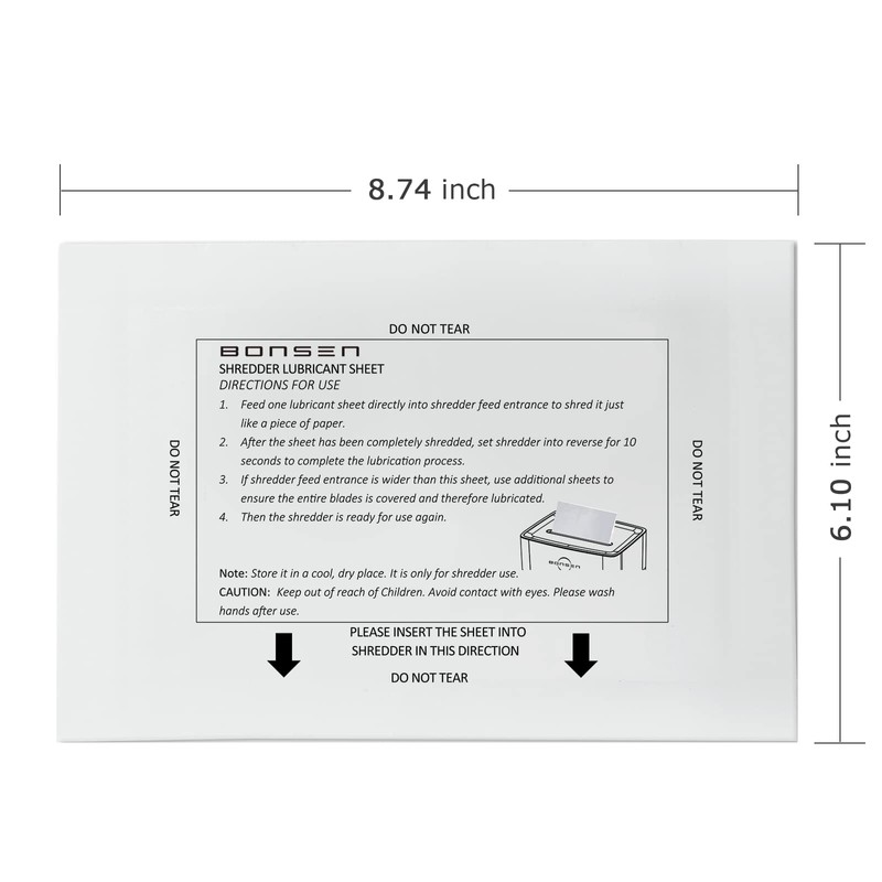 BONSEN Paper Shredder Sharpening & Lubricant Sheets-Pack of 50
