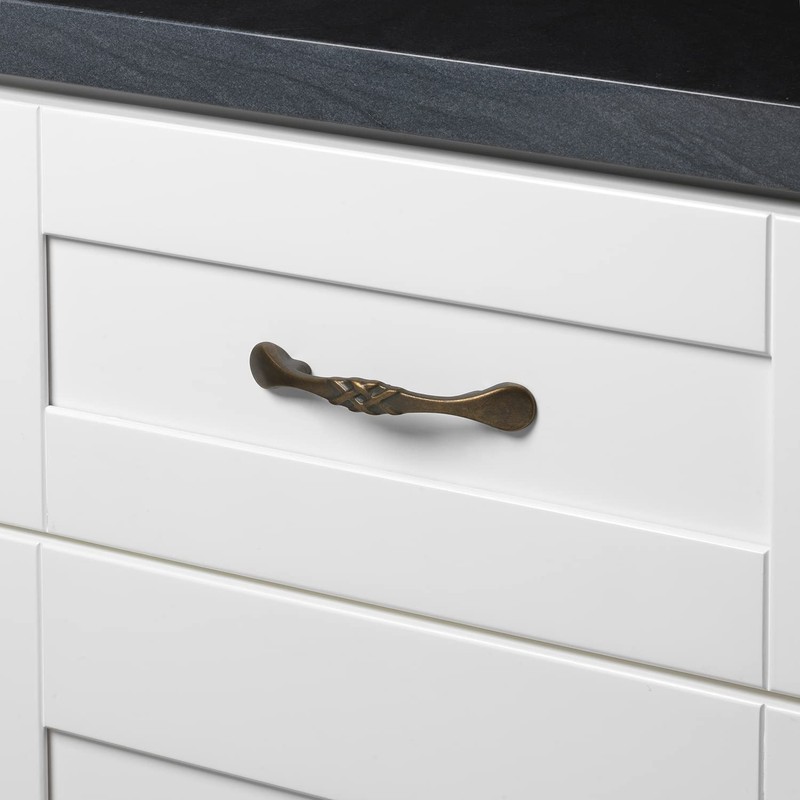 GlideRite Hardware 83063-AB-10 3 inch Cc Braided Antique Brass Cabinet