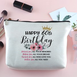 60th Birthday Gifts for Women Zipper Travel Makeup Bag Gifts Ideas for 60th Birthday Gifts for 60 Year Old Woman 1962 Birthday Gifts for Grandma