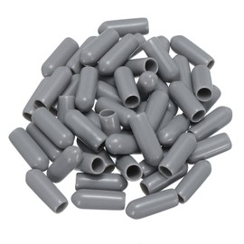 sourcing map 50pcs Rubber End Caps 5mm(3/16") ID Vinyl PVC Round Tube Bolt Cap Cover Screw Thread Protectors Grey
