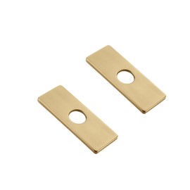Leliafleury 2Pcs Faucet Hole Cover Deck Plate 6 Inch Stainless Steel Sink Cover Plate Rectangle Deck Plate for Bathroom Kitchen Toilet, Brushed Gold