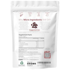 Micro Ingredients Antarctic Krill Oil Supplement with Natural Astaxanthin, 1000mg Per Serving, 300 Soft-Gels, Rich in Omega-3s EPA & DHA, Supports Immune System & Brain Health, Easy to Swallow