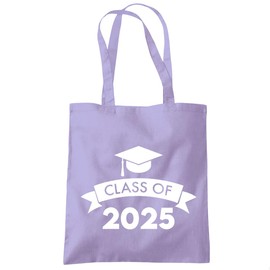 HotScamp Class of 2025 Graduation Cap - Tote Shopping Bag - Leavers Leaving School Gift Good Luck One size lavender purple
