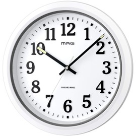 MAG W-734WH-Z Wall Clock, Radio Clock, Waterproof, Dustproof, Analog, Naya, IP67, Night Second Hand Stop Function, 3D Letters, Plastic Windshield, White