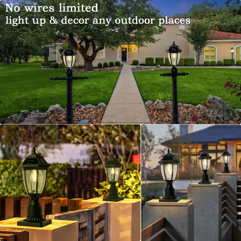 Jalarox Solar Post Lamp Lights, Dusk to Dawn Post Light