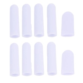 白色の指保護具 10 個（大 8 個 小 2 個） 柔らかく伸縮性あり 肌に優しいシリコン サイズ調整可能 快適な触感 耐久性あり 変形しにくい 幅広い用途
