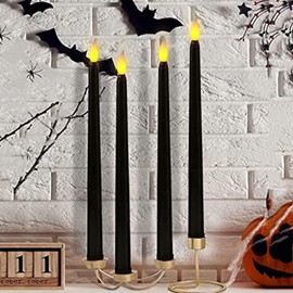 Velas LED, 4 Piezas Vela Cónica Eléctrica De Luz Cálida De Plástico Sin Llama para Fiestas, Bares, Decoraciones De Bodas, Iglesias, Propuestas (BLACK)