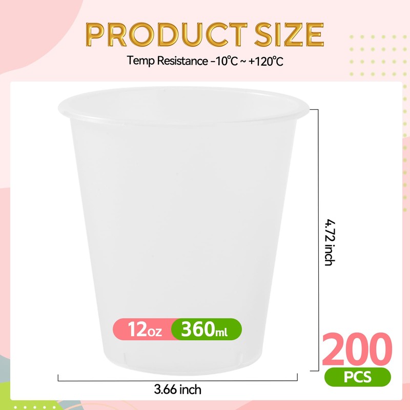 Datyiiha 200 Pack Frosted Plastic Cups Clear Disposable Drinking Cups