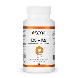 Orange Naturals Orange Naturals - Vitamin D3+K2-90 Softgels - With Organic Coconut Oil - Support Bone & Teeth Health, Reduce Osteoporosis, Maintain Muscle, Enhanced Absorption & Prevent D Deficiency Cholecalciferol