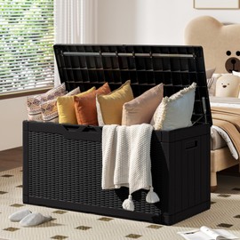 YESHOMY 100 Gal Plastic Storage Bins with Lid Stackable Box Organizers for Living Room, Office, Dorm, 1 Pack, Black