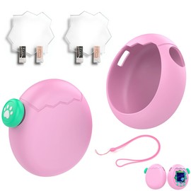 MILANQW For tamagotchi paradise たまごっちパラダイス Case Cover Set Pink Plain Edition with Keycap High-definition Protective Film 2-piece Strap Waterproof Dustproof Shockproof Lightweight Convenient for