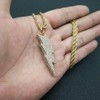 Bling Lightning Bolt CZ Iced Out Necklace for Men,Fake Diamond